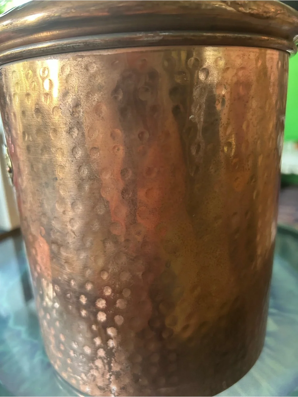 Copper Hammered Cookie Canister with Brass Label